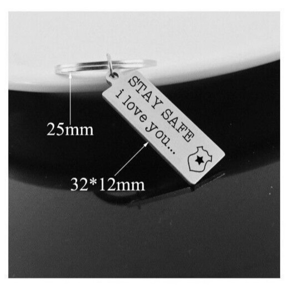 Police Officer Love Keychain Gift NEW Silver Cop Safe Safety Gift Bag USA Seller - Picture 2 of 3